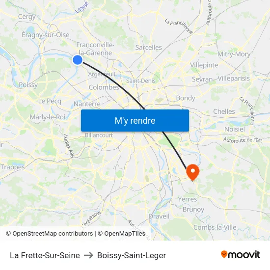 La Frette-Sur-Seine to Boissy-Saint-Leger map