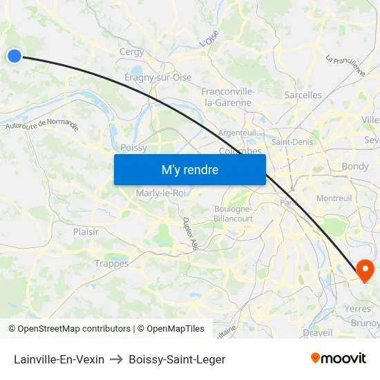 Lainville-En-Vexin to Boissy-Saint-Leger map