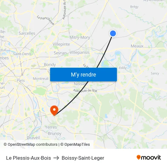 Le Plessis-Aux-Bois to Boissy-Saint-Leger map