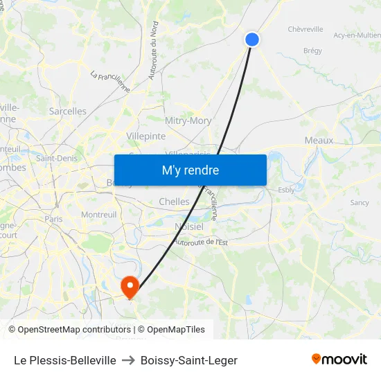 Le Plessis-Belleville to Boissy-Saint-Leger map