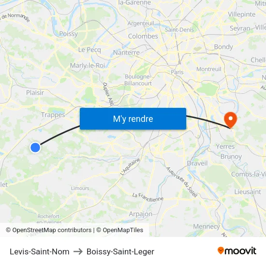 Levis-Saint-Nom to Boissy-Saint-Leger map