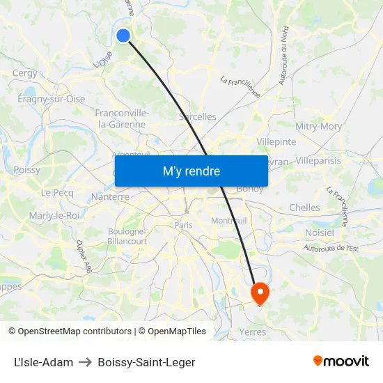L'Isle-Adam to Boissy-Saint-Leger map