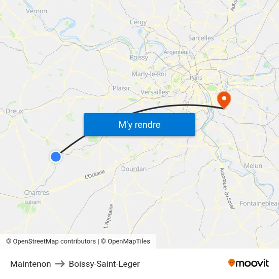 Maintenon to Boissy-Saint-Leger map