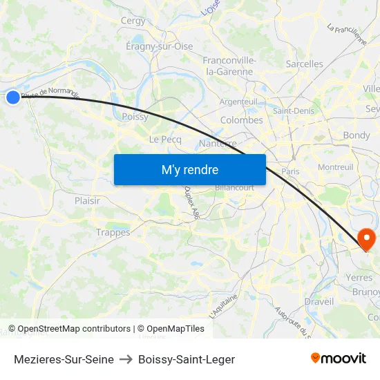 Mezieres-Sur-Seine to Boissy-Saint-Leger map
