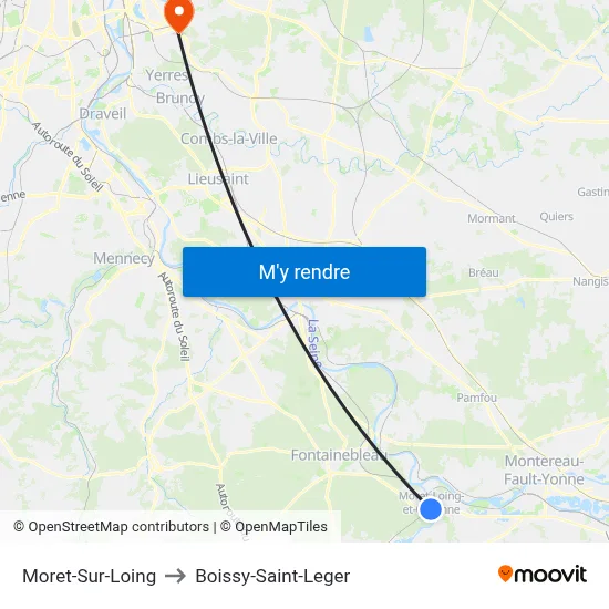 Moret-Sur-Loing to Boissy-Saint-Leger map
