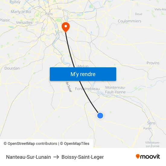 Nanteau-Sur-Lunain to Boissy-Saint-Leger map
