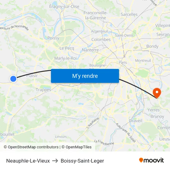 Neauphle-Le-Vieux to Boissy-Saint-Leger map
