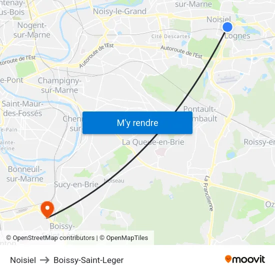 Noisiel to Boissy-Saint-Leger map