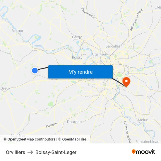 Orvilliers to Boissy-Saint-Leger map