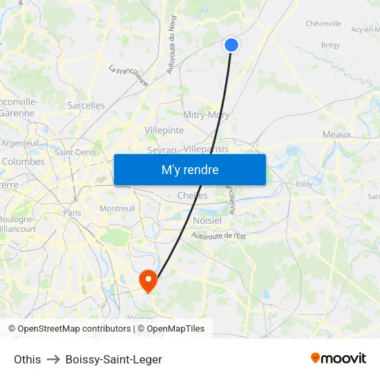 Othis to Boissy-Saint-Leger map