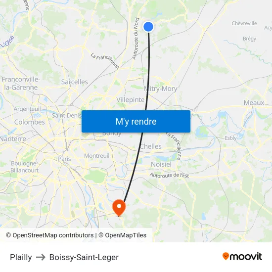 Plailly to Boissy-Saint-Leger map