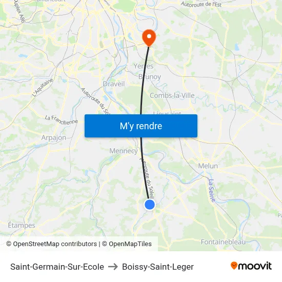Saint-Germain-Sur-Ecole to Boissy-Saint-Leger map
