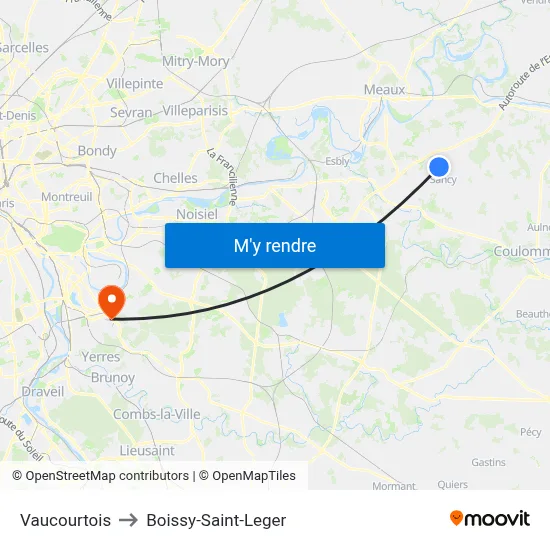 Vaucourtois to Boissy-Saint-Leger map