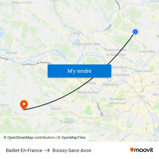 Baillet-En-France to Boissy-Sans-Avoir map