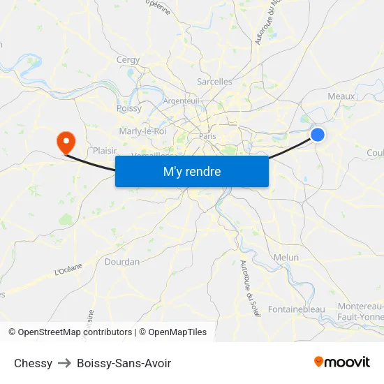 Chessy to Boissy-Sans-Avoir map