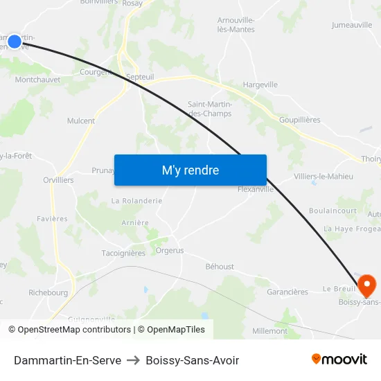 Dammartin-En-Serve to Boissy-Sans-Avoir map