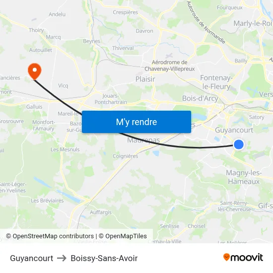 Guyancourt to Boissy-Sans-Avoir map