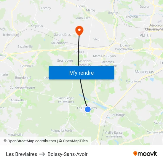 Les Breviaires to Boissy-Sans-Avoir map
