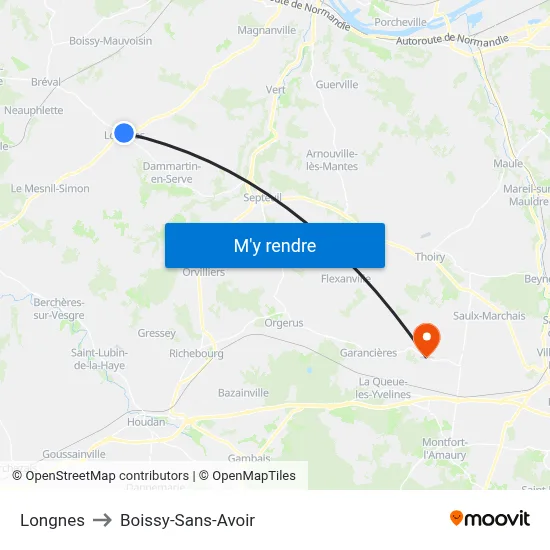 Longnes to Boissy-Sans-Avoir map