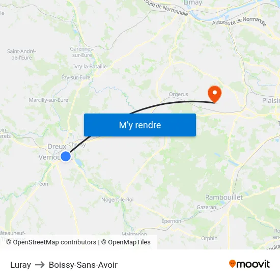 Luray to Boissy-Sans-Avoir map