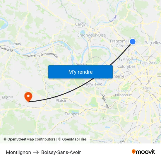 Montlignon to Boissy-Sans-Avoir map