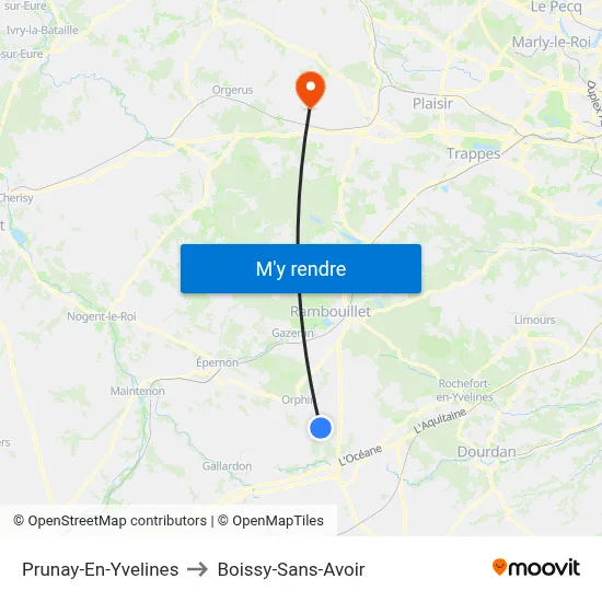 Prunay-En-Yvelines to Boissy-Sans-Avoir map