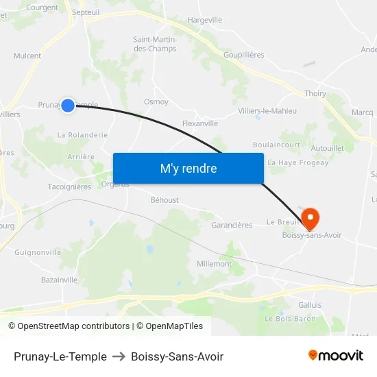Prunay-Le-Temple to Boissy-Sans-Avoir map
