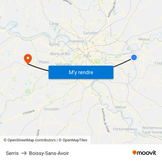 Serris to Boissy-Sans-Avoir map