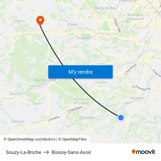 Souzy-La-Briche to Boissy-Sans-Avoir map