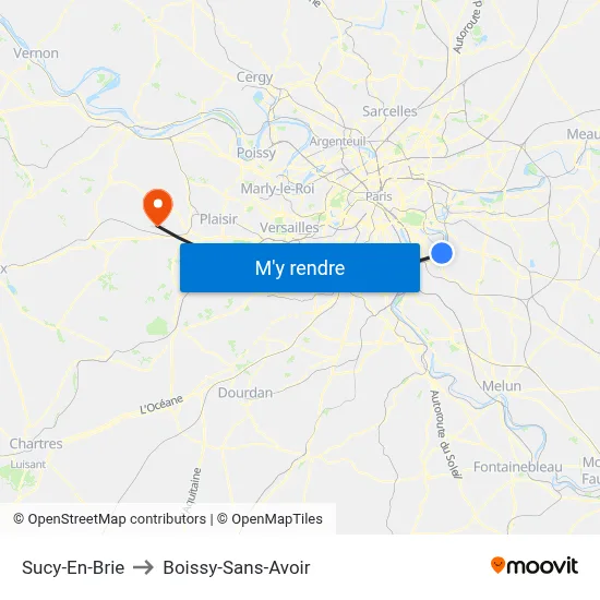Sucy-En-Brie to Boissy-Sans-Avoir map