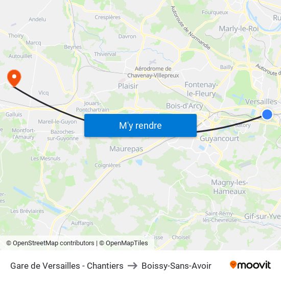 Gare de Versailles - Chantiers to Boissy-Sans-Avoir map