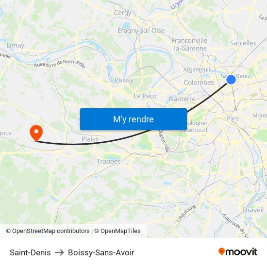 Saint-Denis to Boissy-Sans-Avoir map