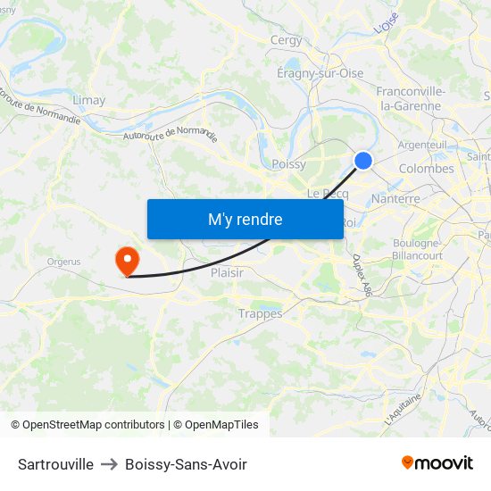 Sartrouville to Boissy-Sans-Avoir map