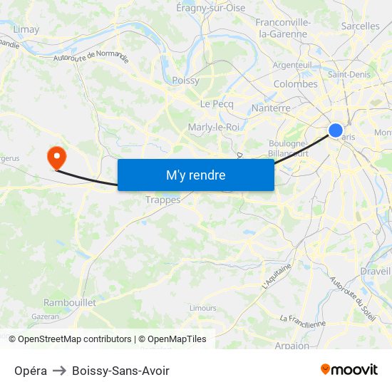 Opéra to Boissy-Sans-Avoir map