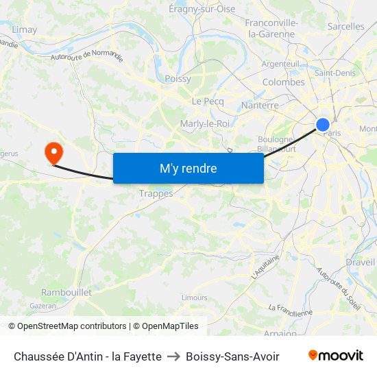 Chaussée D'Antin - la Fayette to Boissy-Sans-Avoir map