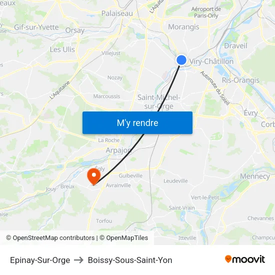 Epinay-Sur-Orge to Boissy-Sous-Saint-Yon map