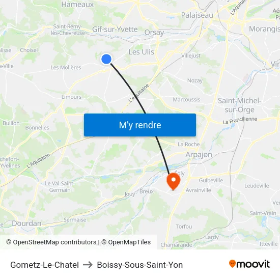 Gometz-Le-Chatel to Boissy-Sous-Saint-Yon map