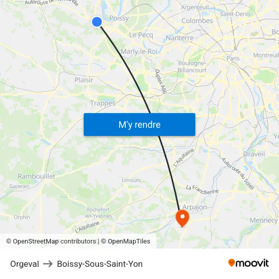 Orgeval to Boissy-Sous-Saint-Yon map