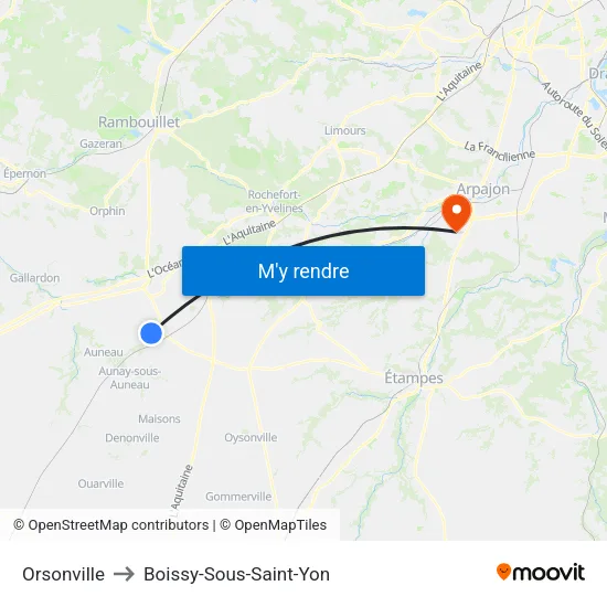 Orsonville to Boissy-Sous-Saint-Yon map