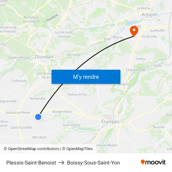 Plessis-Saint-Benoist to Boissy-Sous-Saint-Yon map