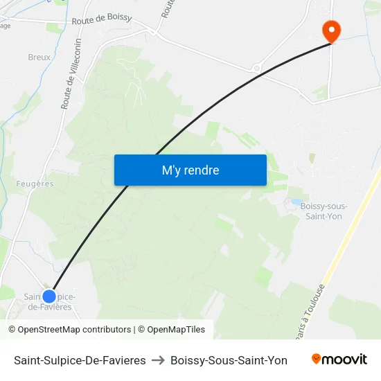 Saint-Sulpice-De-Favieres to Boissy-Sous-Saint-Yon map