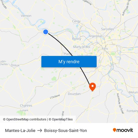 Mantes-La-Jolie to Boissy-Sous-Saint-Yon map