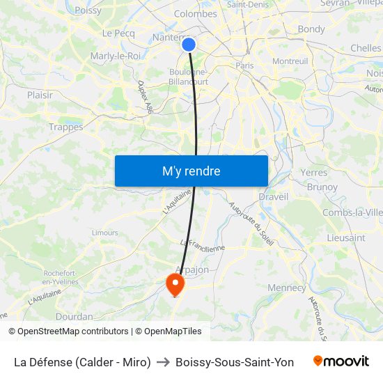 La Défense (Calder - Miro) to Boissy-Sous-Saint-Yon map