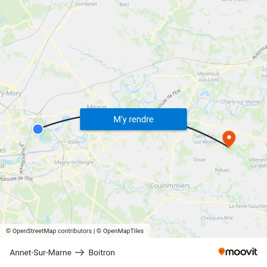 Annet-Sur-Marne to Boitron map