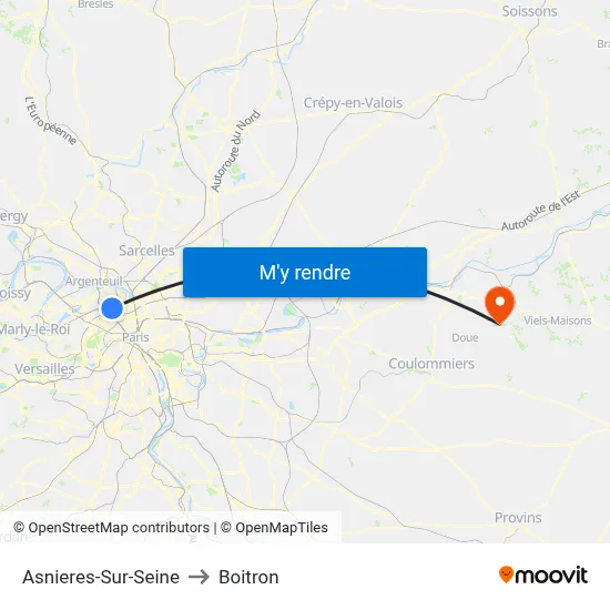 Asnieres-Sur-Seine to Boitron map