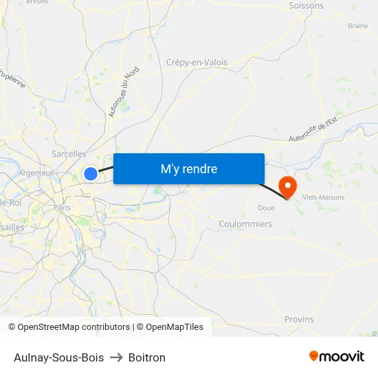 Aulnay-Sous-Bois to Boitron map