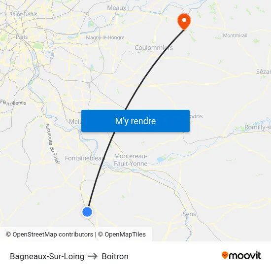 Bagneaux-Sur-Loing to Boitron map