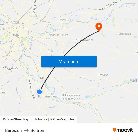 Barbizon to Boitron map