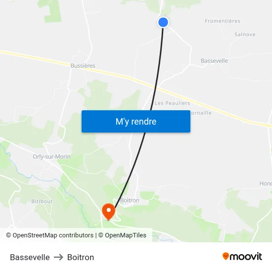 Bassevelle to Boitron map