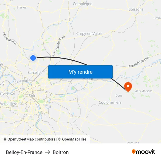 Belloy-En-France to Boitron map